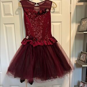 Weissman Maroon Dance Costume with Sequins and Tulle